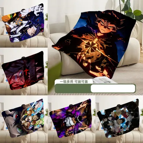 인기 클래식 애니메이션 블랙 클로버 프린트 담요, 피크닉 담요, 따뜻한 담요, 부드럽고 편안한 담요, 가정 여행 생일 선물