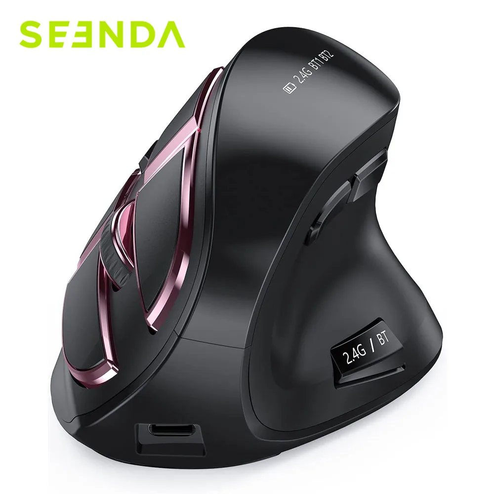 Seenda Wireless Vertical Mouse Rechargeable Ergonomic Bluetooth 5.0 3.0 USB Mice for Mac Windows iPad Computer Notebook