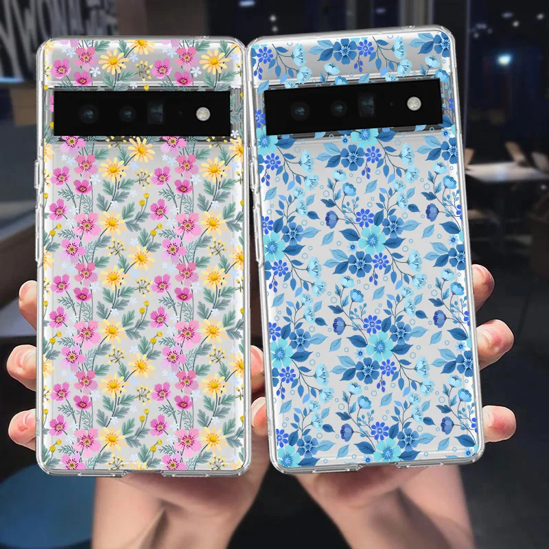 Case for Google Pixel 9 9Pro XL 7a 7Pro 7 6a 6 6Pro 8A 8Pro 5G Transparent Clear Colorful Daisy Flower Phone Cover Fundas Shells