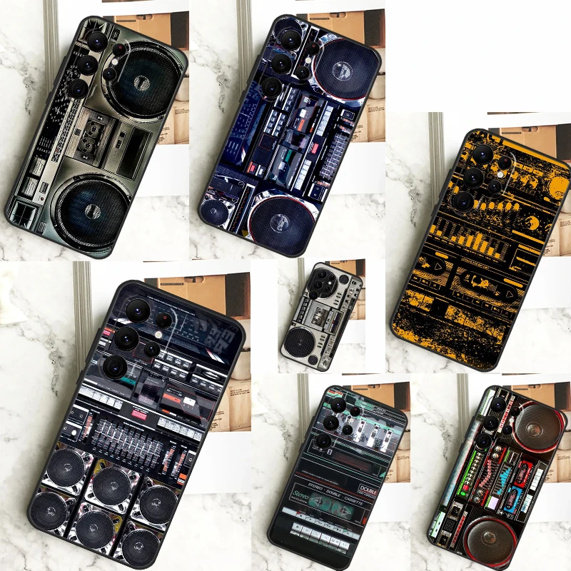 Funda de reproductor de Cassette Retro Boombox para Samsung Galaxy S23, S24 Ultra, S21, S22 Plus, Note 20, Note 10, S8, S9, S10, S20 FE, 80s