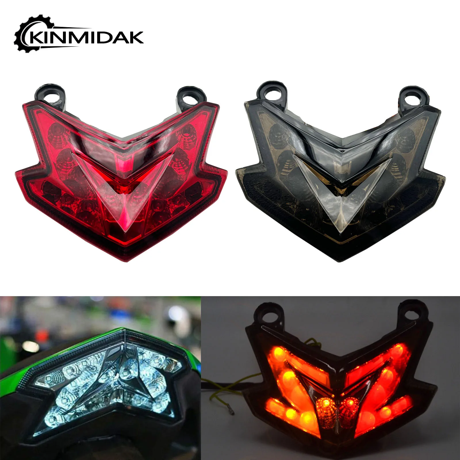 Motorcycle LED Integrated Brake Tail Light Turn Signals Smoke Red Lens Stop Lamp For Kawasaki Z125 2013-2022 Z800 ZX6R 2013-2016