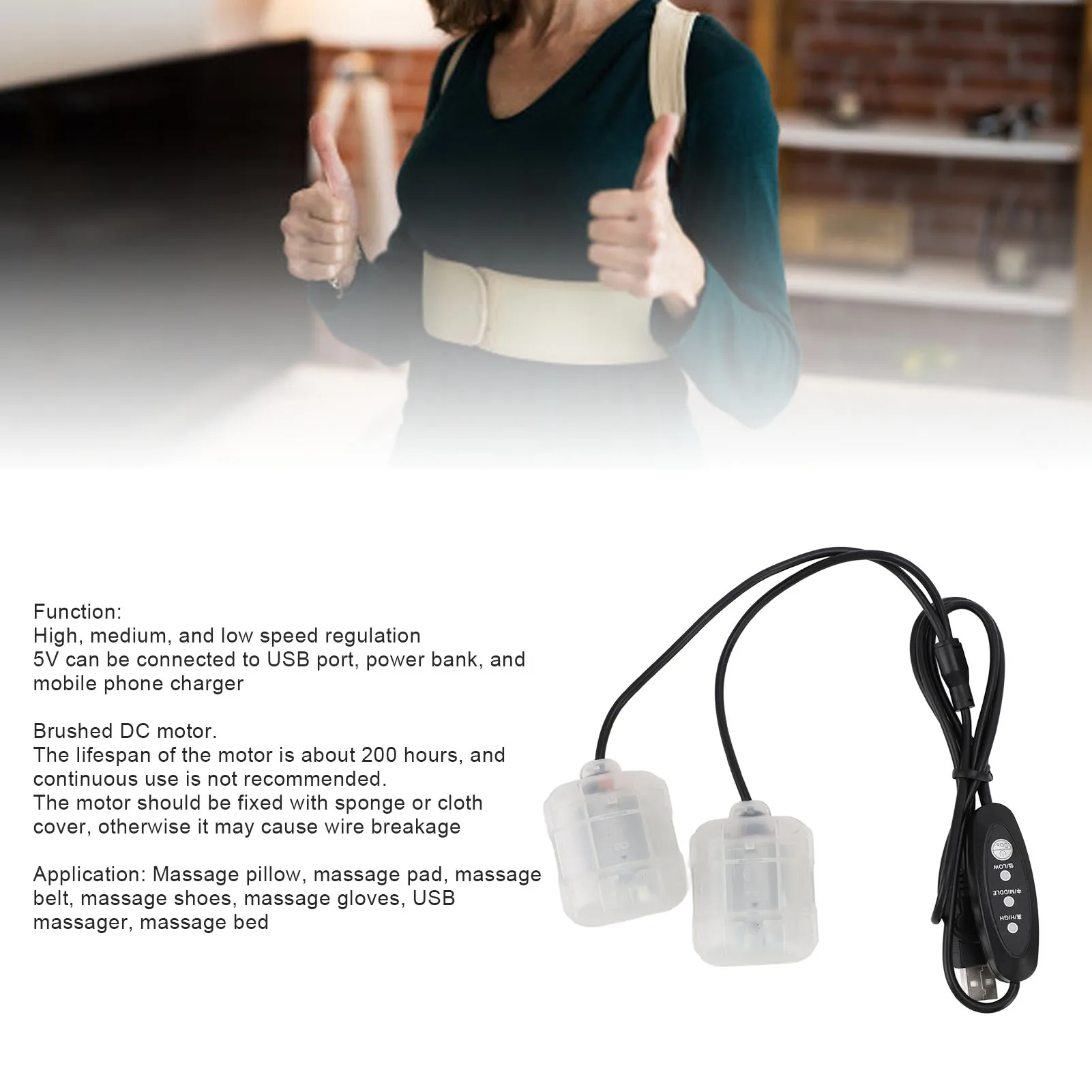 محرك اهتزاز كهربائي 1 إلى 2 محرك اهتزاز USB متعدد الاستخدامات 3000-4500 دورة في الدقيقة 1.1 متر كابل 5 فولت 0.1A لبنك الطاقة للهاتف