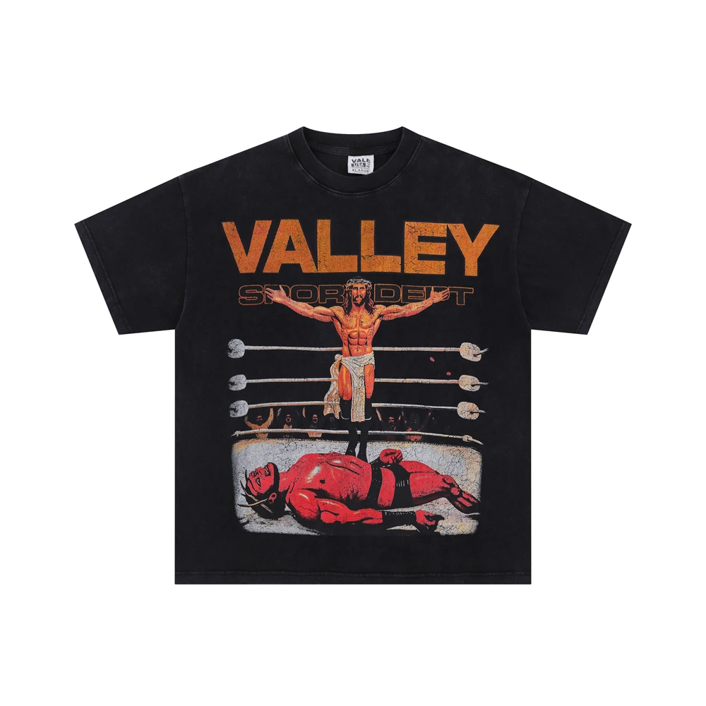 

2025ss valley Vale Forever Valley Sport TEE printed washed black high quality street t-shirt short-sleeve oversized tee