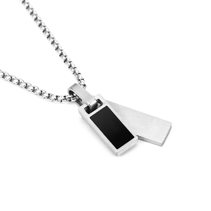 

Trendy Stainless Steel Two-Tone Dog Tag Necklace Minimalist Double Pendant Sweater Chain Neck Jewelry for Men Women Casual Gift