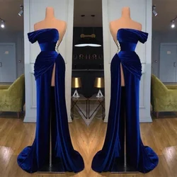 Gorgeous Velvet Off-the-Shoulder Long Prom Dress Mermaid With Side Slit Wedding Party Gown For Elegant Women Robes De Soirée