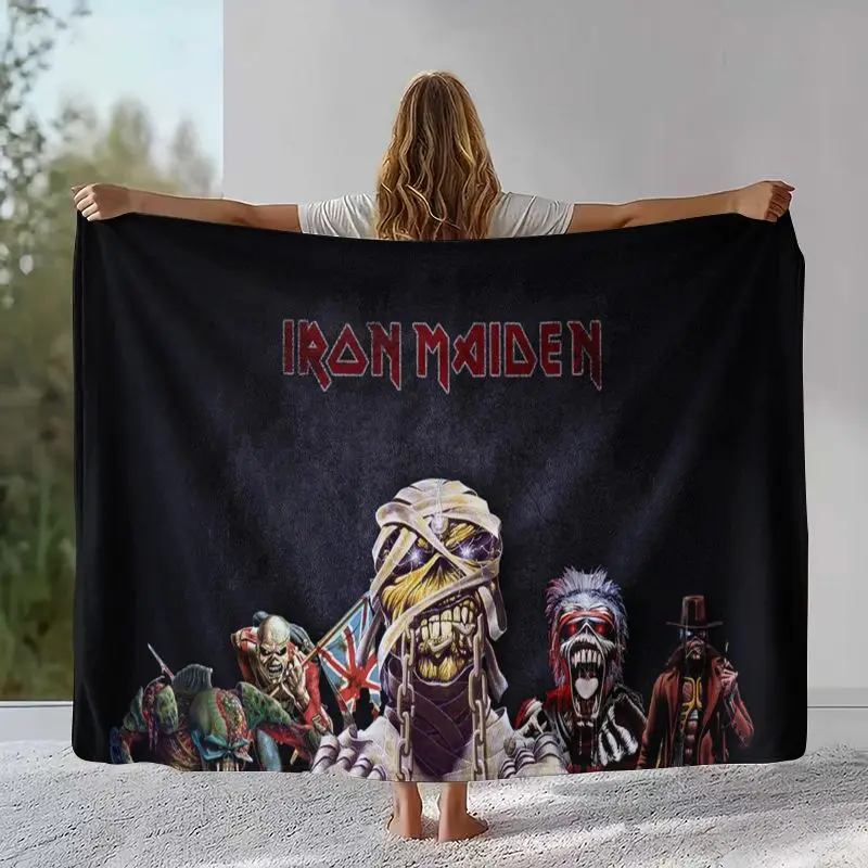 Eddie I-Iron M-Maiden Cartoon Sign Flannel Throw Blanket,Cozy Warm Blanket for Bed,Sofa,Living Room,Picnic,Camping,Home Décor
