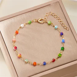 Harajuku Cherry Blossom Flower Bracelet For Women Fashion Elegant Sakura Crystal Glass Beaded Bracelet Girl Party Jewelry Gift