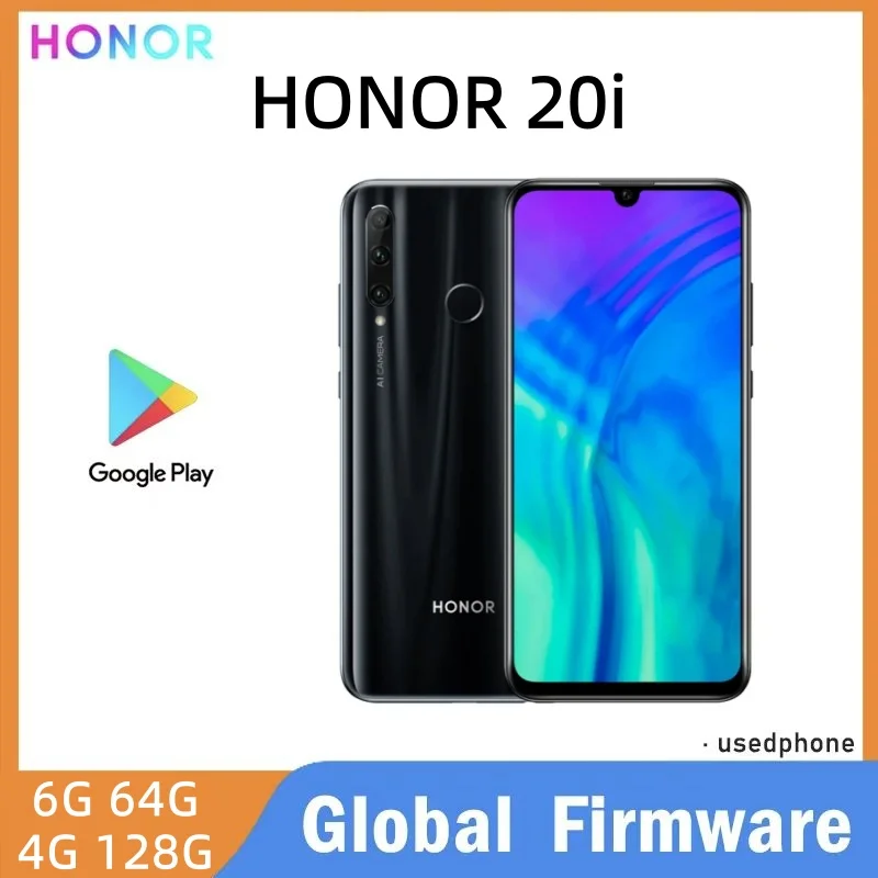 هاتف HONOR 20i الذكي 4G بنظام عالمي، معالج هايسى كيلين 710، شاشة 6.21 بوصة، كاميرا أمامية 32 ميجابكسل بزاوية واسعة للغاية، هاتف مستعمل