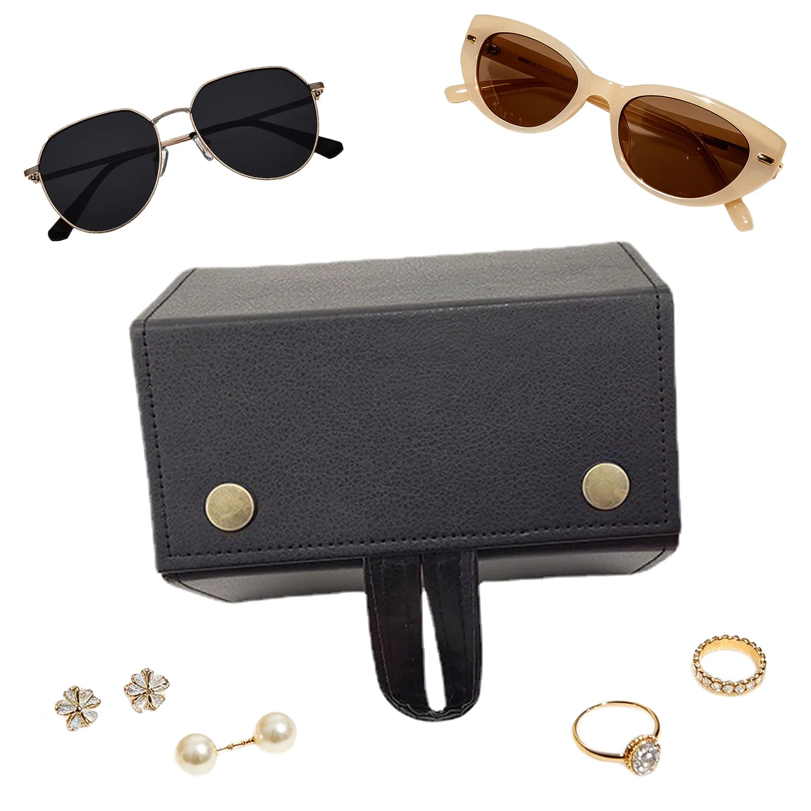 5 Slots Multi-purpose Sunglasses Storage Box Space-Saving Travel Sunglasses Organizer Travel Essential for Women & Men Use