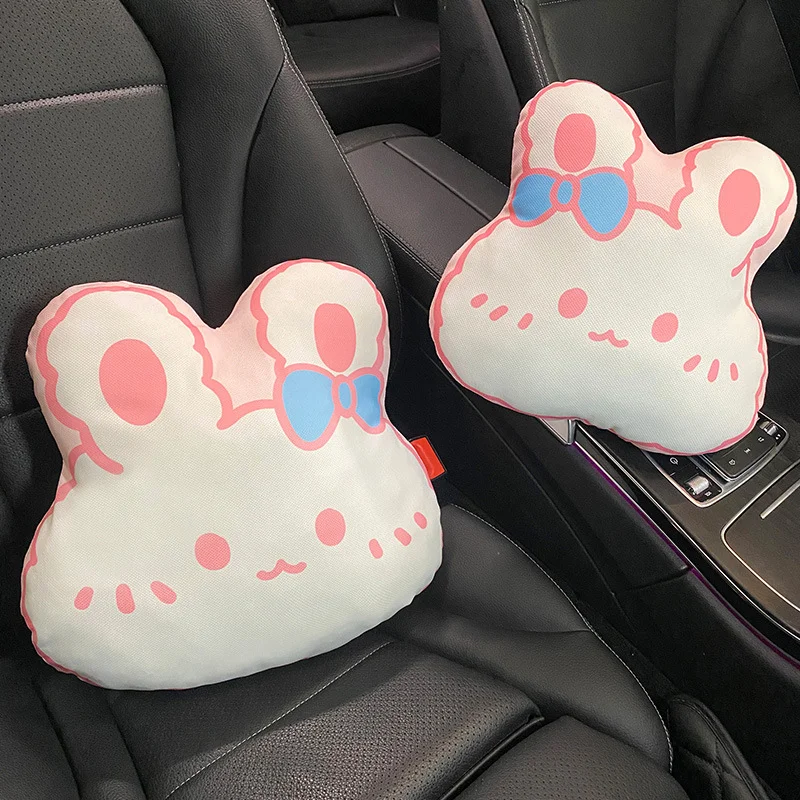 Pink and White Cartoon Bear Car Seat Cushion Ice Silk Car Comfortable Breathable Car Cushion Four Seasons General Models