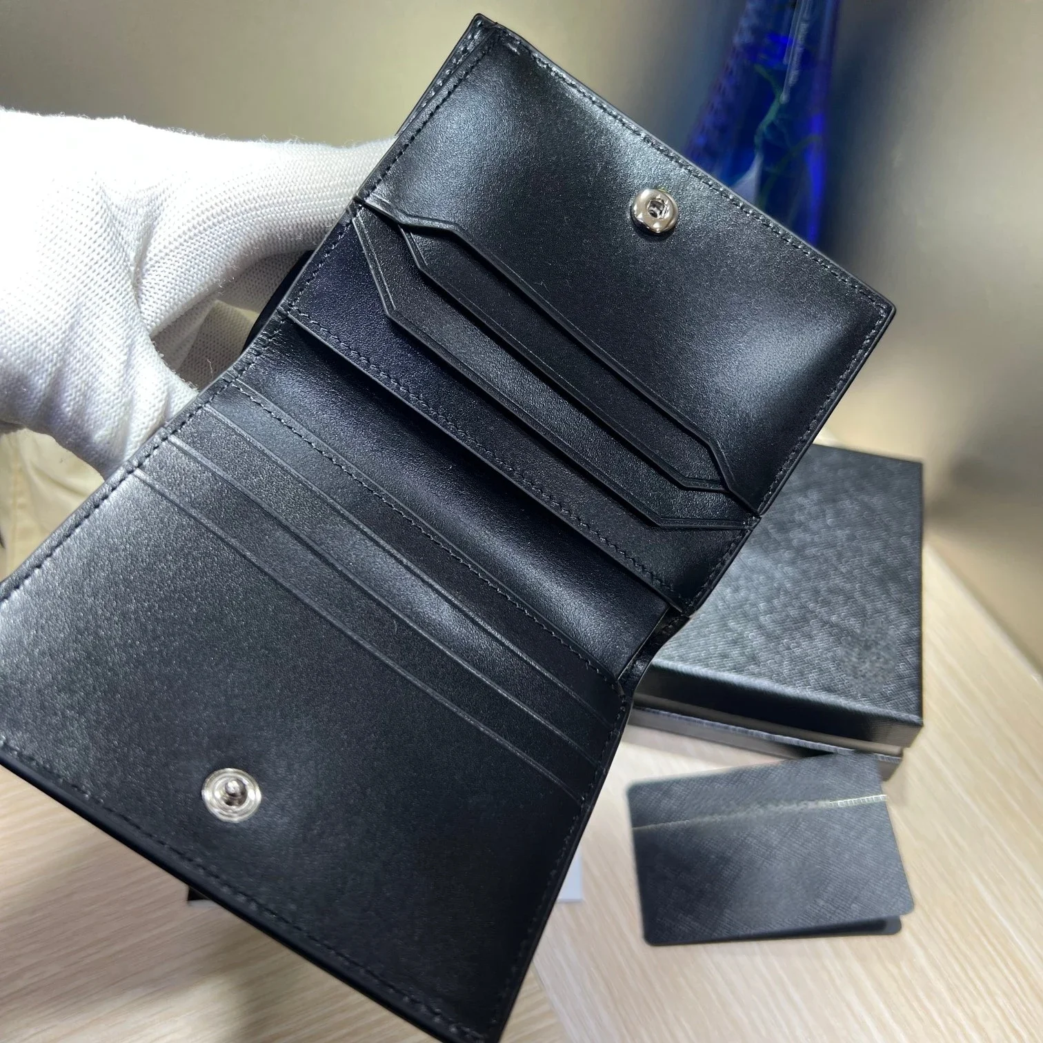 129677 # 1391809 محفظة مصنوعة يدوياً مجموعة جلدية فاخرة من Meisterstuk حامل بطاقة مقاطع المال محفظة نسائية للعملات المعدنية هدية عيد #5