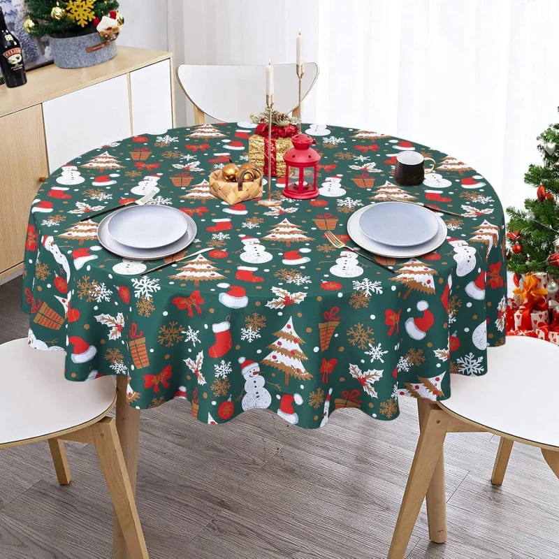 

Christmas circular tablecloth decoration snowman party living room kitchen table mat 60X60cm