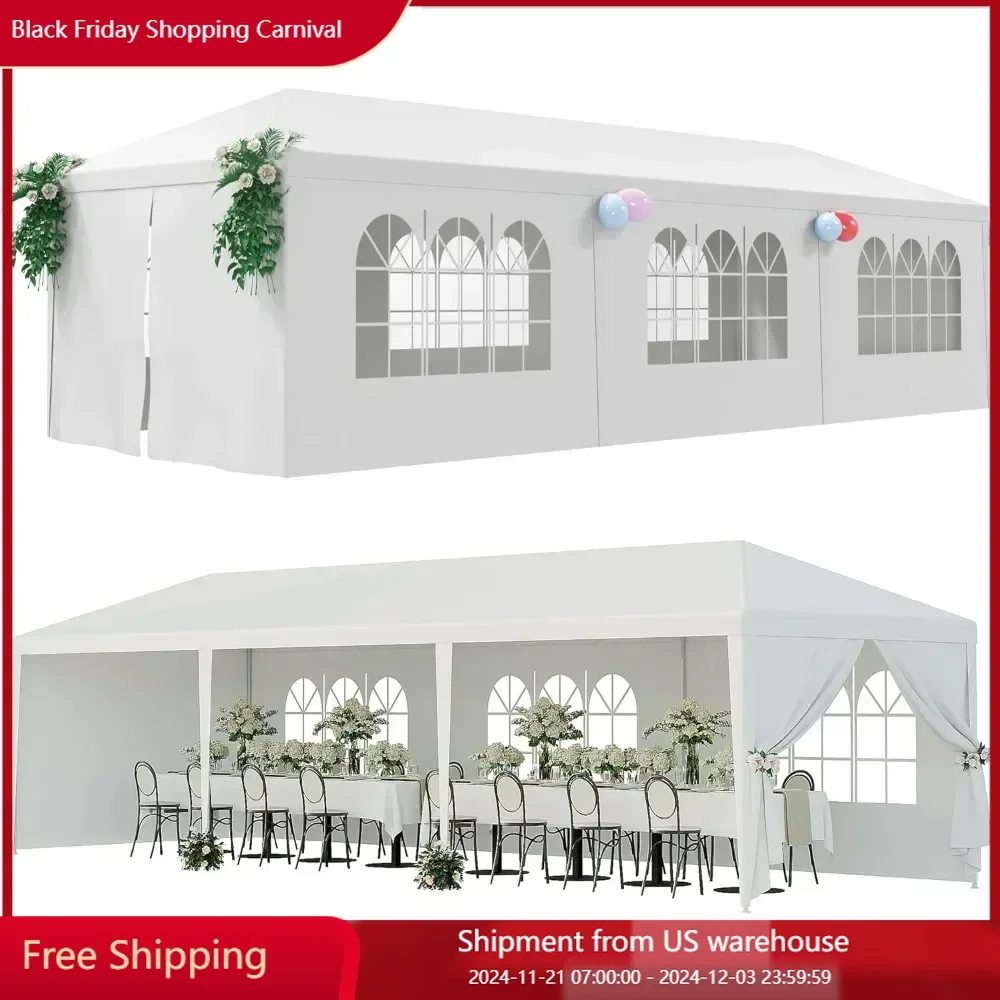 Outdoor Canopy Tent Patio Camping Gazebo Shelter 10'x30' Cater Party Wedding BBQ Removable Sidewalls Events Tent