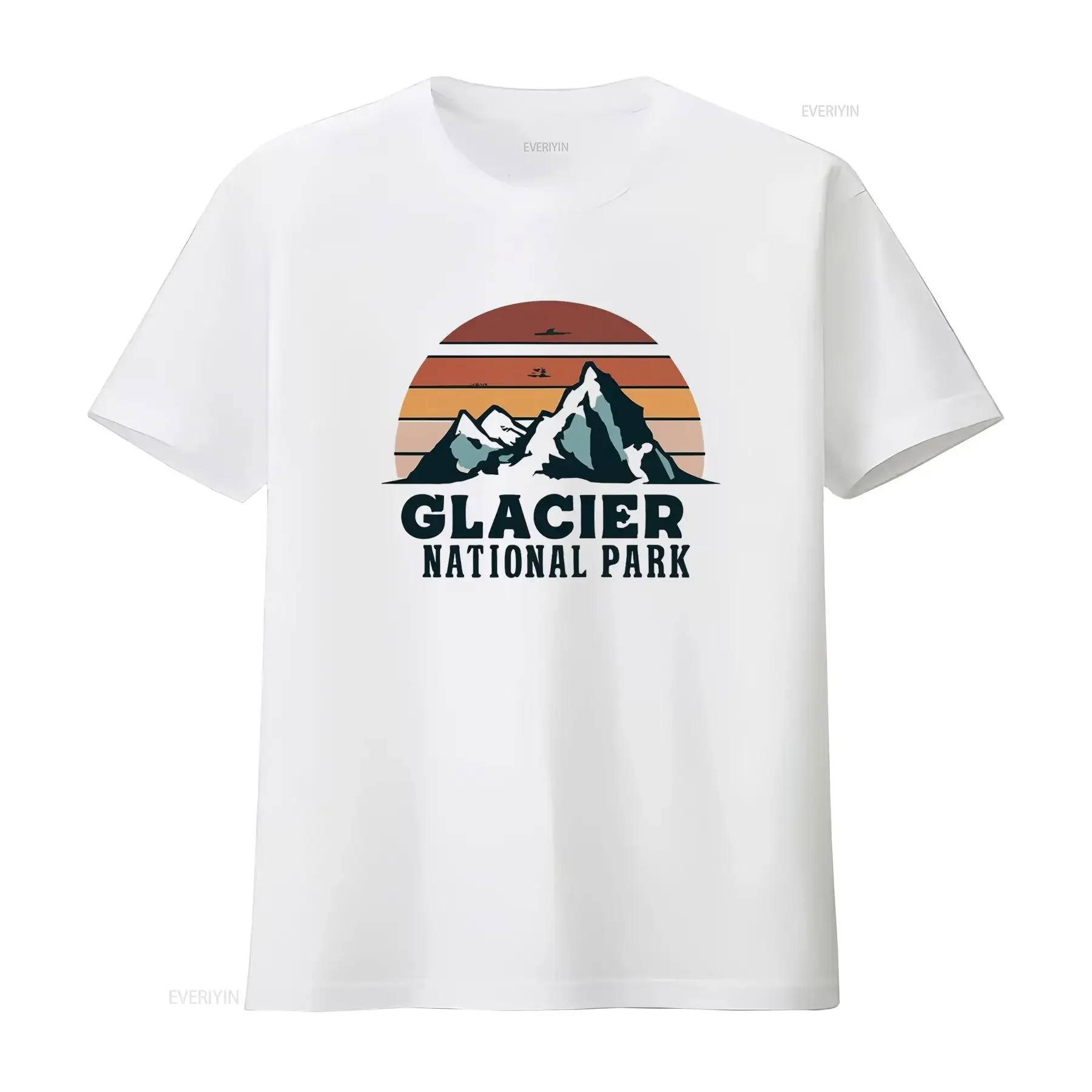 Glacier National Park T Shirt vintage Washed Versatile Top For Everyday Wear Casual designer clothes Breathable Comfortable