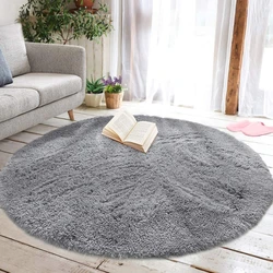 Optics-Tapis moelleux rond doux pour salon, tapis en peluche lea pour chambre à coucher, tapis en fourrure, longs pys, polymères de sol, tapis shaggy doux, polymères pour la maison