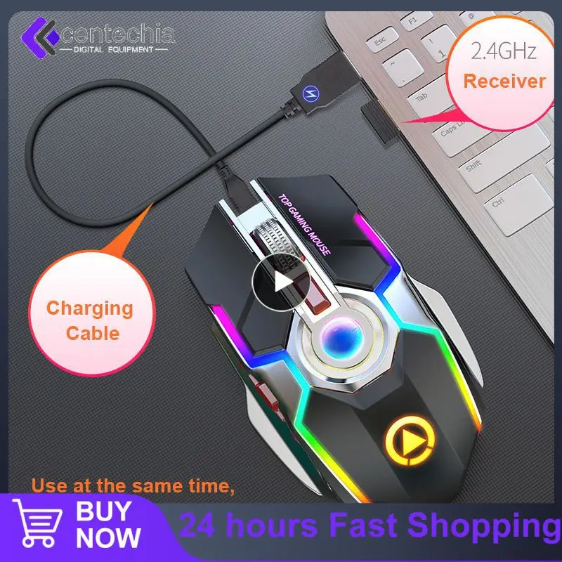 Wireless Gaming Mouse 2.4G USB 7Buttons 1600DPI RGB Backlit Rechargeable Gamer Silent Mouse Gamer Mute Mice for PC Laptop