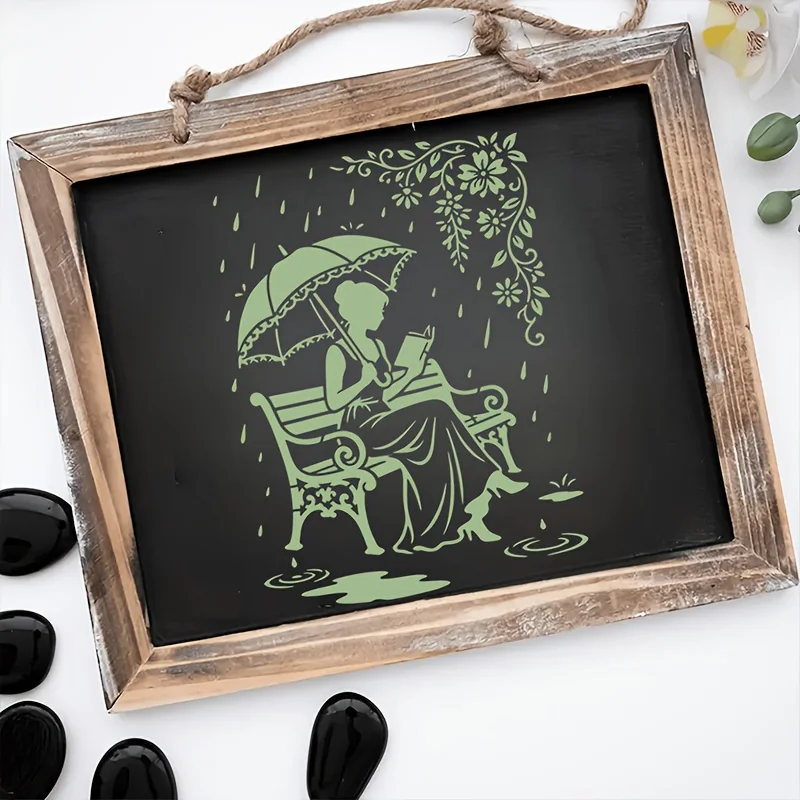 A4 29 *21cm Rainy Park DIY Stencils Wall Painting Scrapbook Coloring Embossing Album Decorative Paper Card Template,wall view 4