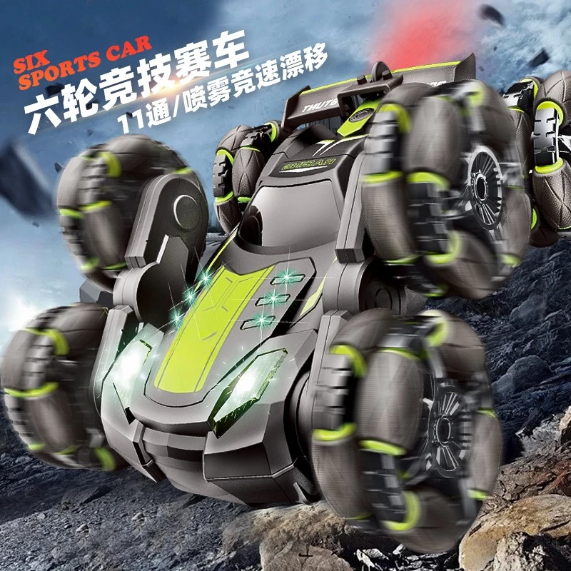

Kids Remote Control Car Double Spray Toy Six Wheel Shape Electric Car Boy Tumbling Stunt 4WD Off-Road Racing