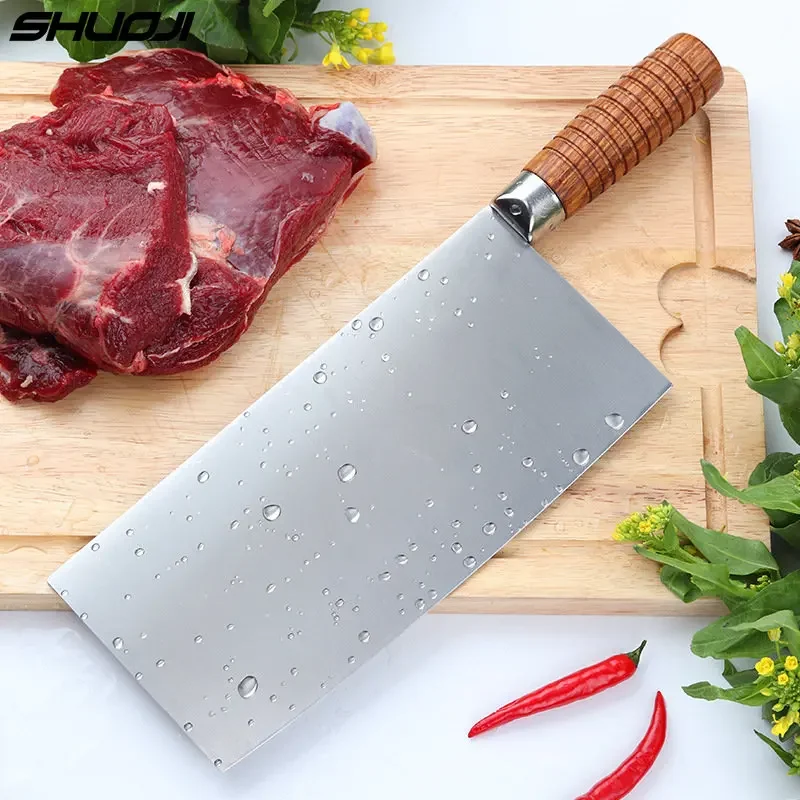 9.5 inch Slicing Knife Kitchen Knife 4Cr13mov Stainless Steel Knife Razor Sharp Restaurant Chef Knives Wood Handle Cleaver