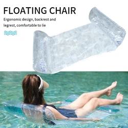 Colchón inflable transparente plegable para adultos, hamaca de agua de verano, fila flotante portátil con lentejuelas, juguete para fiesta en la piscina