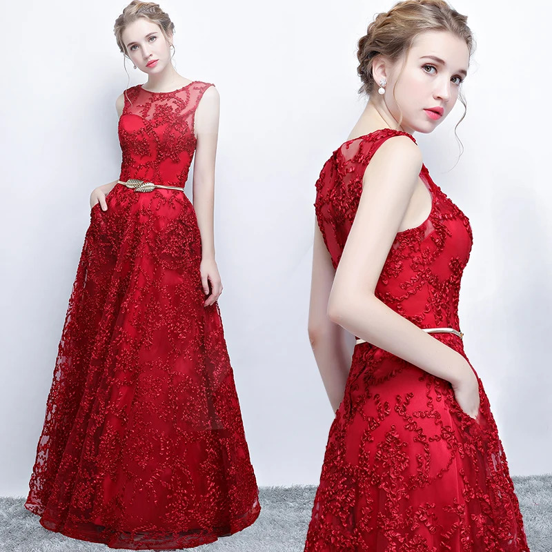 

Elegant Long Red Wedding Dress for Women New 2025 Style Evening Gown Slimming Hostess Ceremony Return Home Celebration Dress