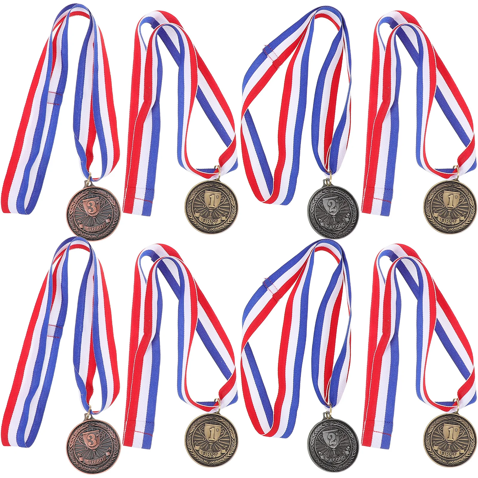 

12pcs Medals For Prizes: Gold Silver Bronze Award Medals Lightweight Alloy With Ribbon For Sports School Competitions Marathons
