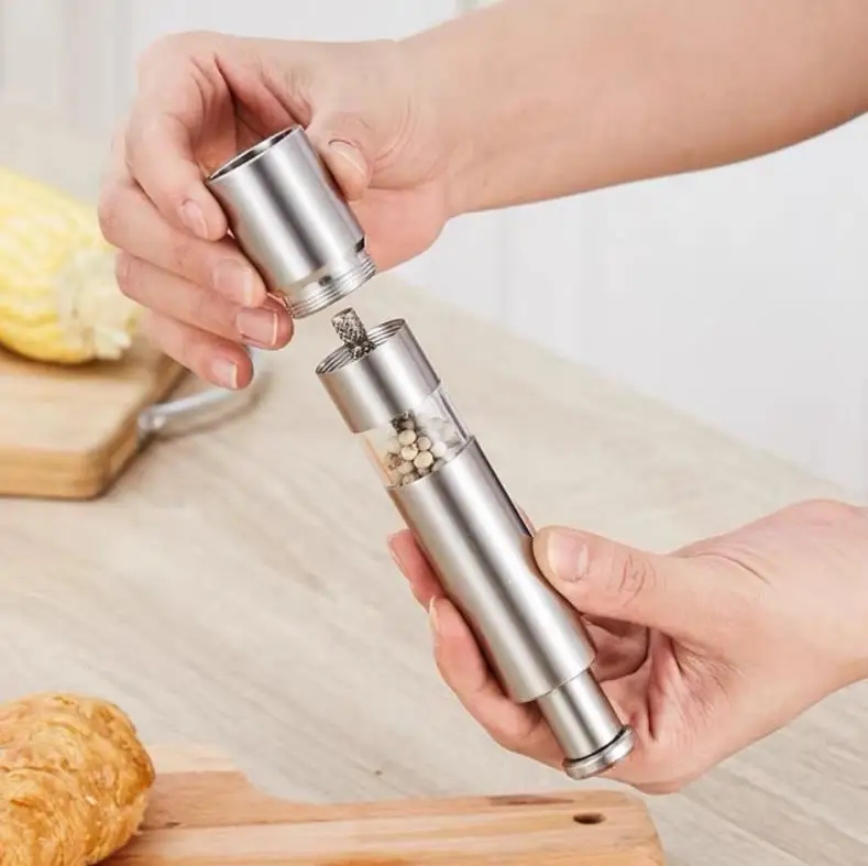 Stainless Steel Metal Portable Thumb Push Manual Pepper And Salt Grinder Pepper Muller Mill Mull Seasoning Grinders ni123