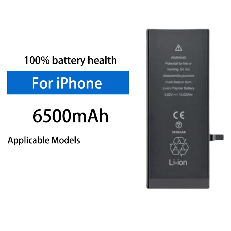 

6500mAh High Density Lithium Polymer Battery For iPhone 6 6SPlus 7P 8 X XR XS 11 12 Pro 13 Super Capacity