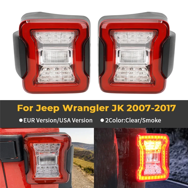 For JK Wrangler LED Taillight Tail Lamp For Jeep Wrangler JK 2007 - 2017 Car Rear Bumper Parking Back Up Reverse Brake Lights