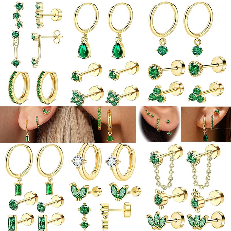 3 Pairs 20G Tiny Cartilage Earrings Stud Small Second Hole Screw Flat Back Piercing Tragus Hlelix Piercings Hoop Ear For Women