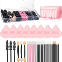 Kit de herramientas de maquillaje desechables, 218 piezas, juego de herramientas de maquillaje profesional, triangular, suave, para polvos, brocha para cejas, brocha para rímel