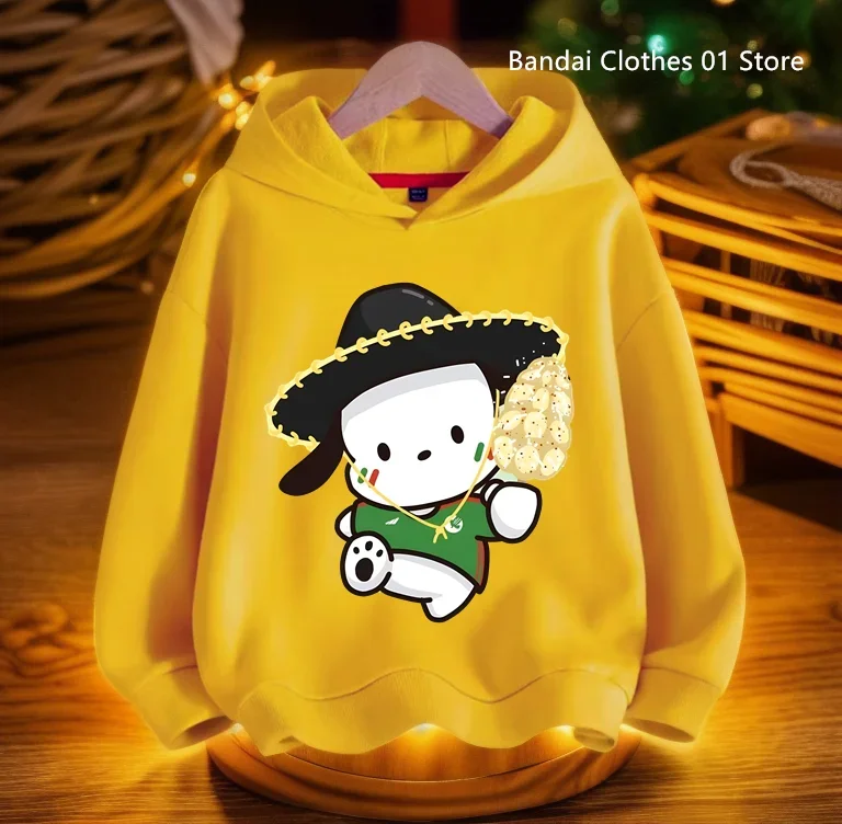 Pochacco Hoodie Kids Clothes Girls Clothing Boys Long Sleeve Kawaii Sweatshirts Spring Autumn Sanrio Sweater Cartoon Tops