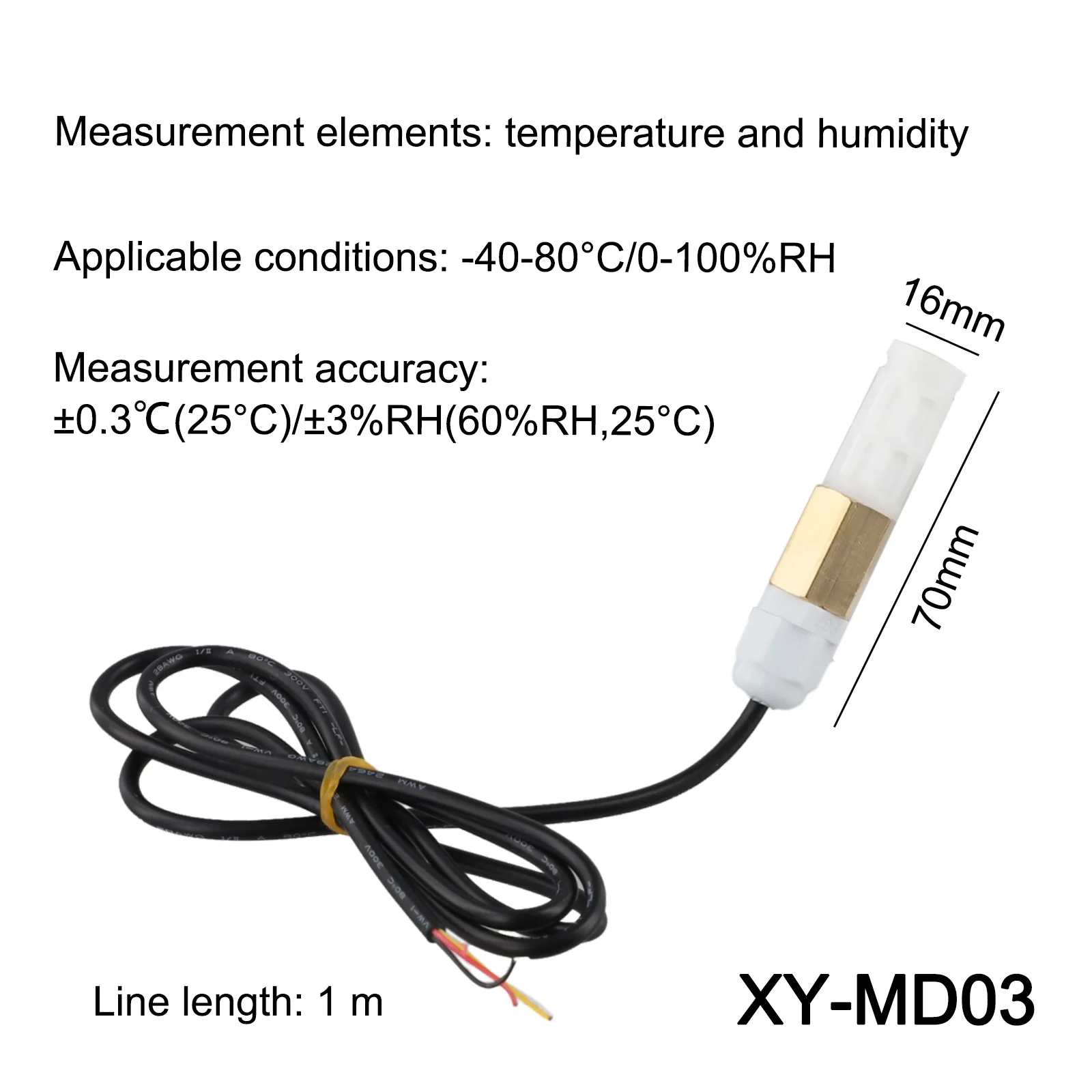 For RS485 Modbus-RTU Temperature And Humidity Sensor 5–28 VDC ±0.3°C/±3%RH -40–80°C 0–100%RH EMC For