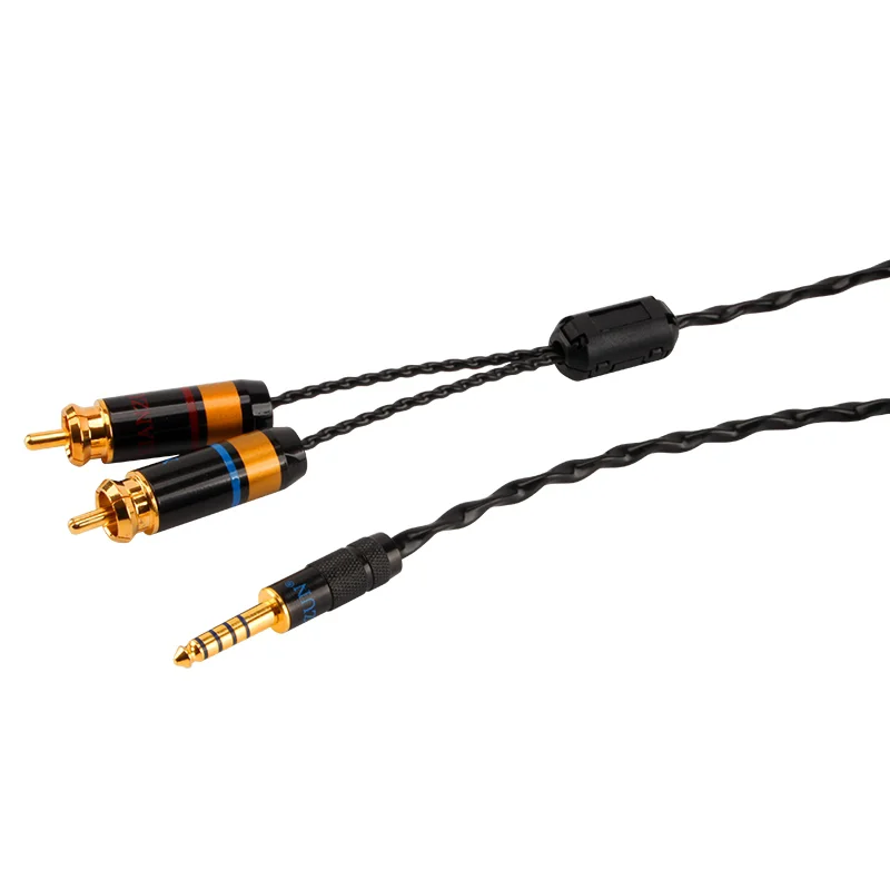 Cable de audio con cabezal de loto doble de 4,4 toneladas de plata pura, cable de audio amplificador RCA equilibrado de 2,5mm y 1/2