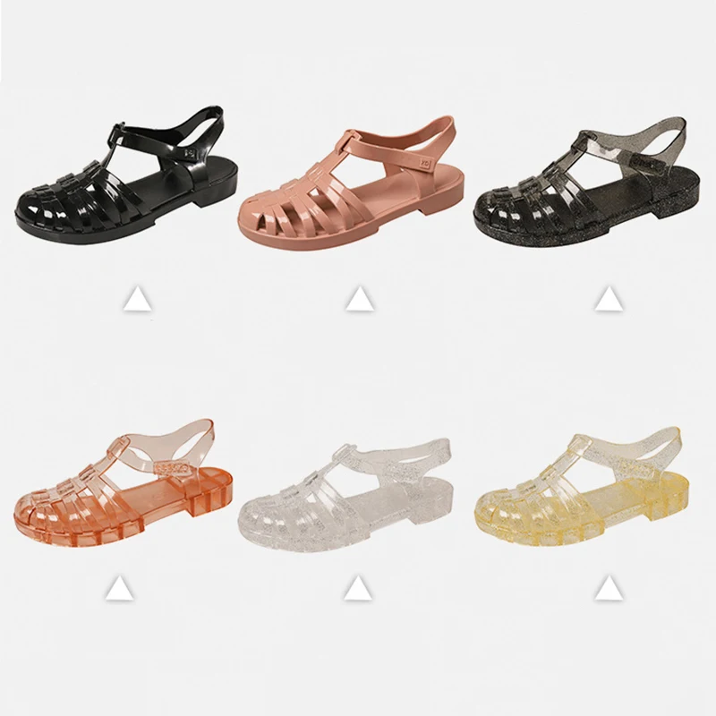 

Summer Crystal Sandals Women Roman Transparent Beach Flat Plastic Jelly Shoes Rainproof Shoes Sandalias Mujer Verano 2022 Femmes