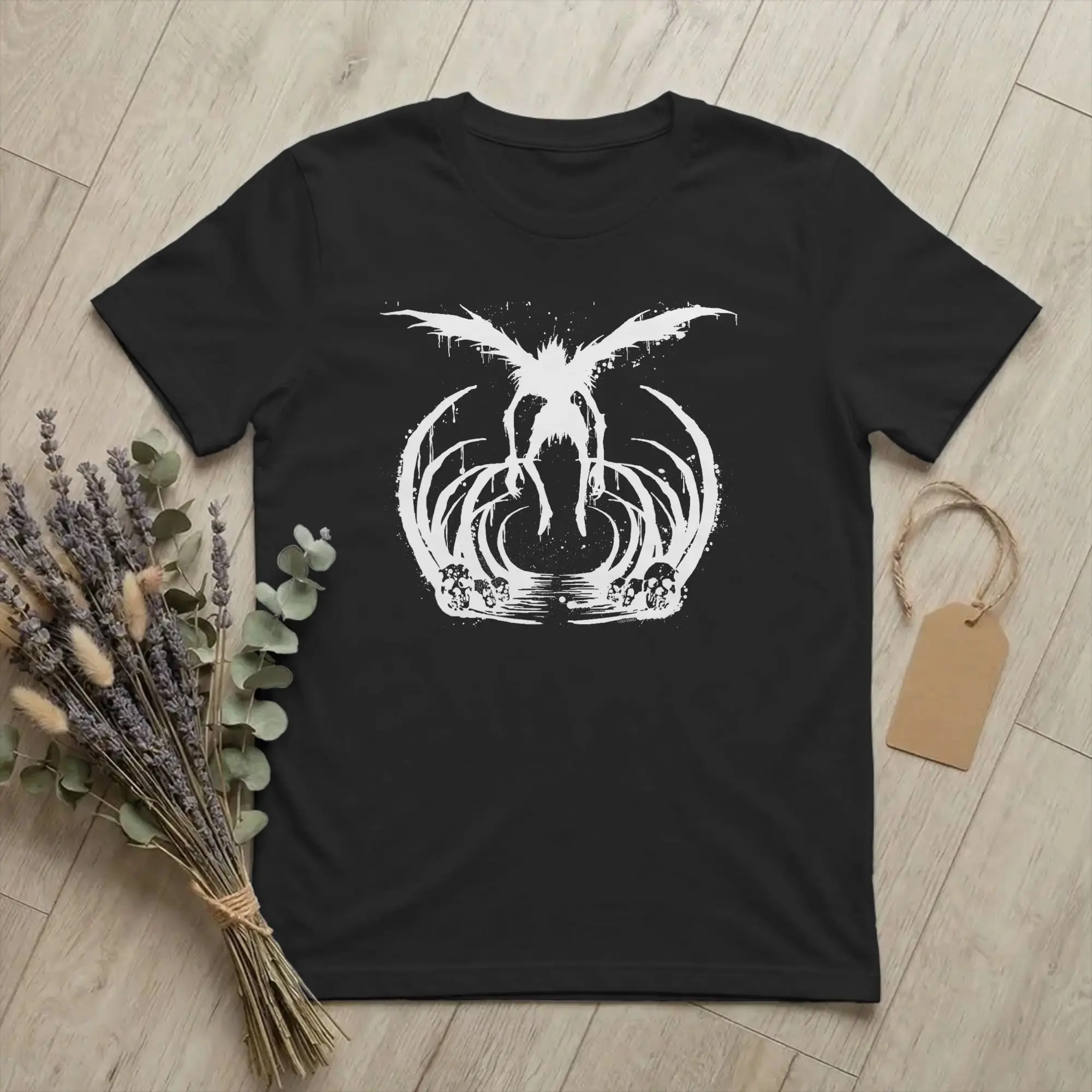 Novelty Death Note Ryuk Splatter Silhouette Anime T Shirt Men's Cotton Short Sleeve  Round Neck Summer Top Tee