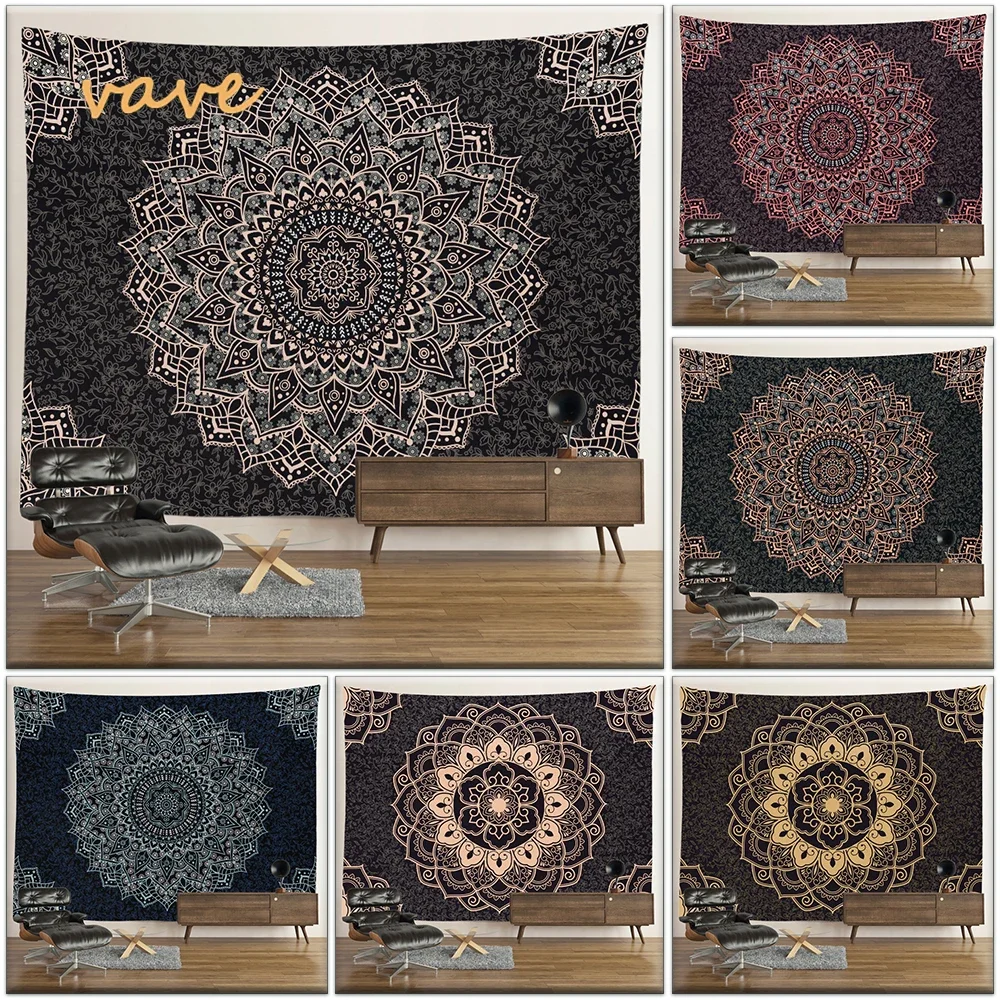 Indian Mandala Tapestry Flower Wall Hanging Boho Hippie Cloth Fabric Large Tapestry Interior Bedroom Dorm Room Decor Aesthetic