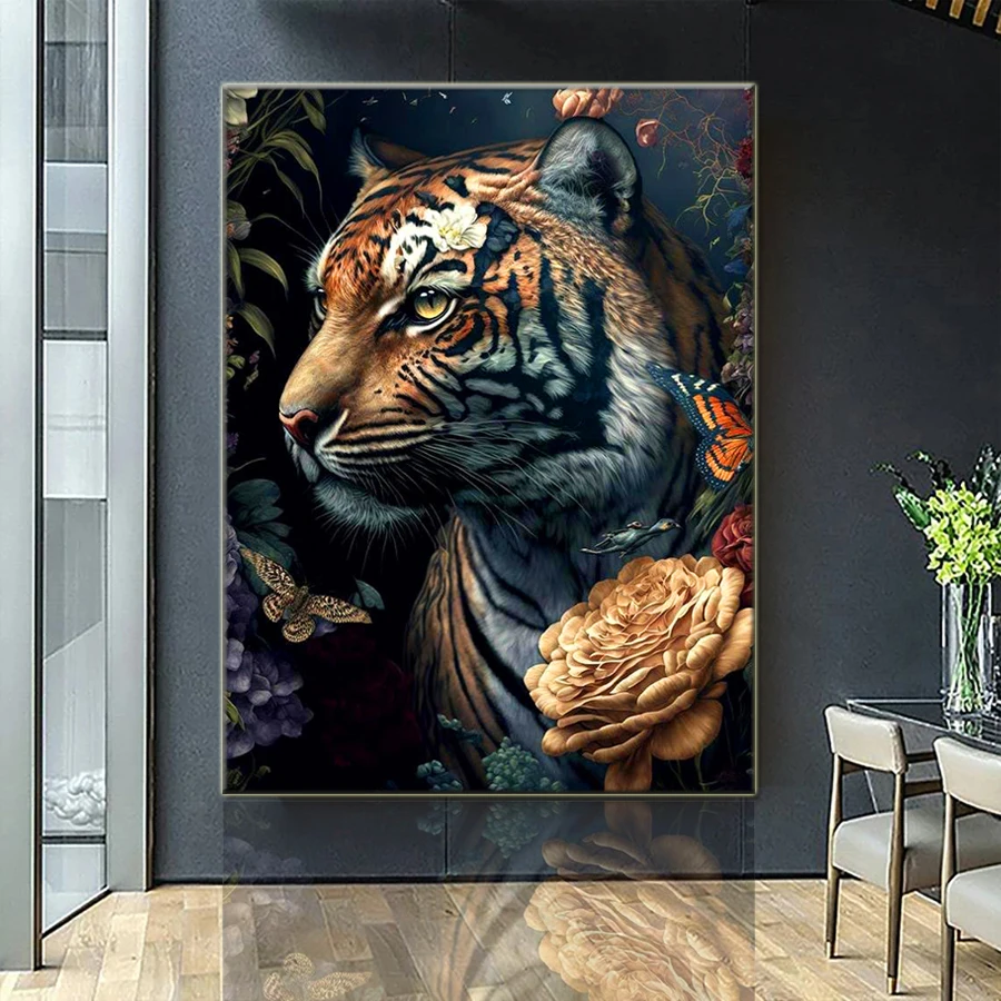 Tiger Diamond Art Set,5D DIY Diamond Painting Art 3D Rhinestones Embroidery full Beads Cross Stitch Mosaic Picture Home Decor