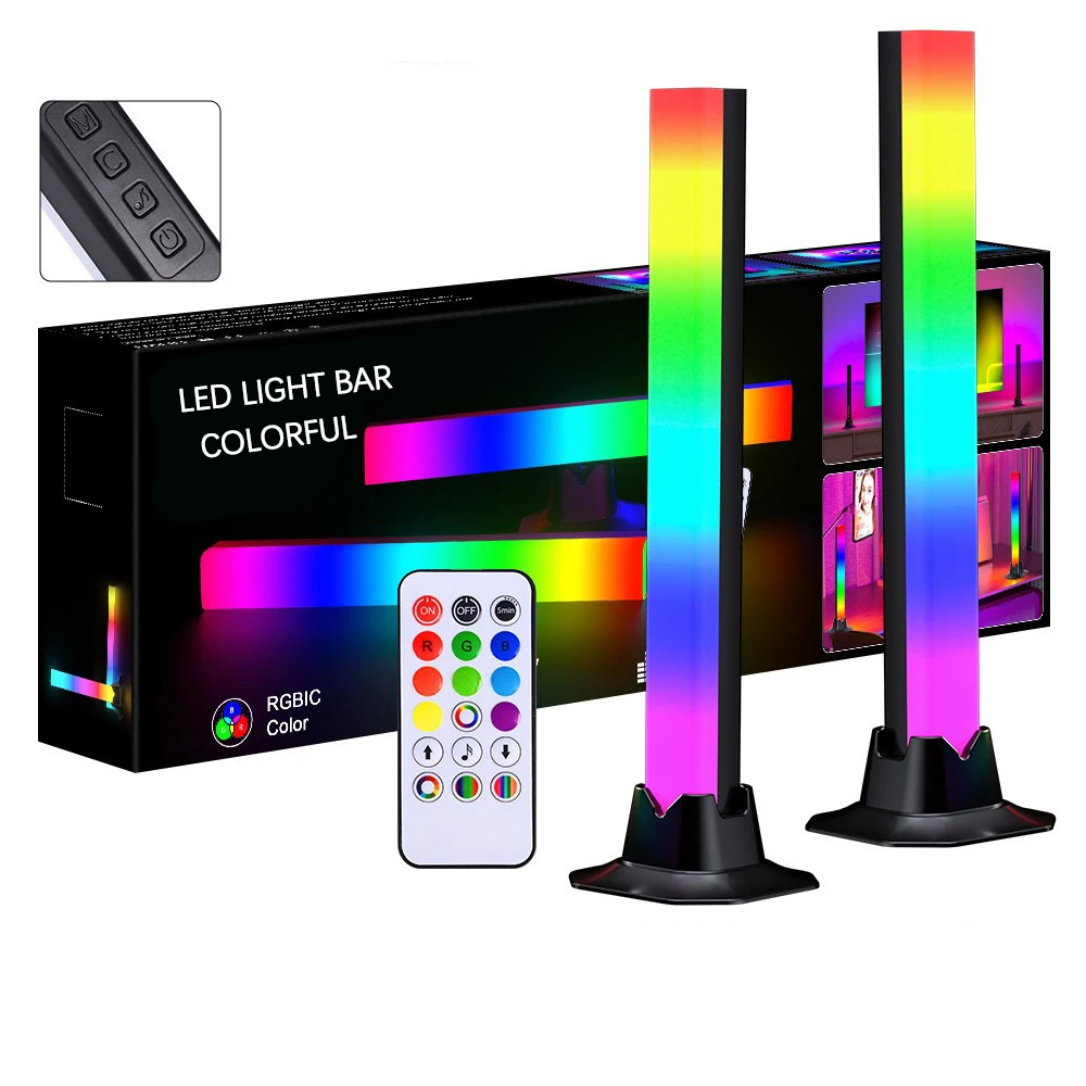 1 paio di luci ritmiche RGB, 180 °   Barre luminose intelligenti, luci LED da gioco, 16 milioni di regolazioni dei colori fai-da-te, telecomando, luce di raccolta USB