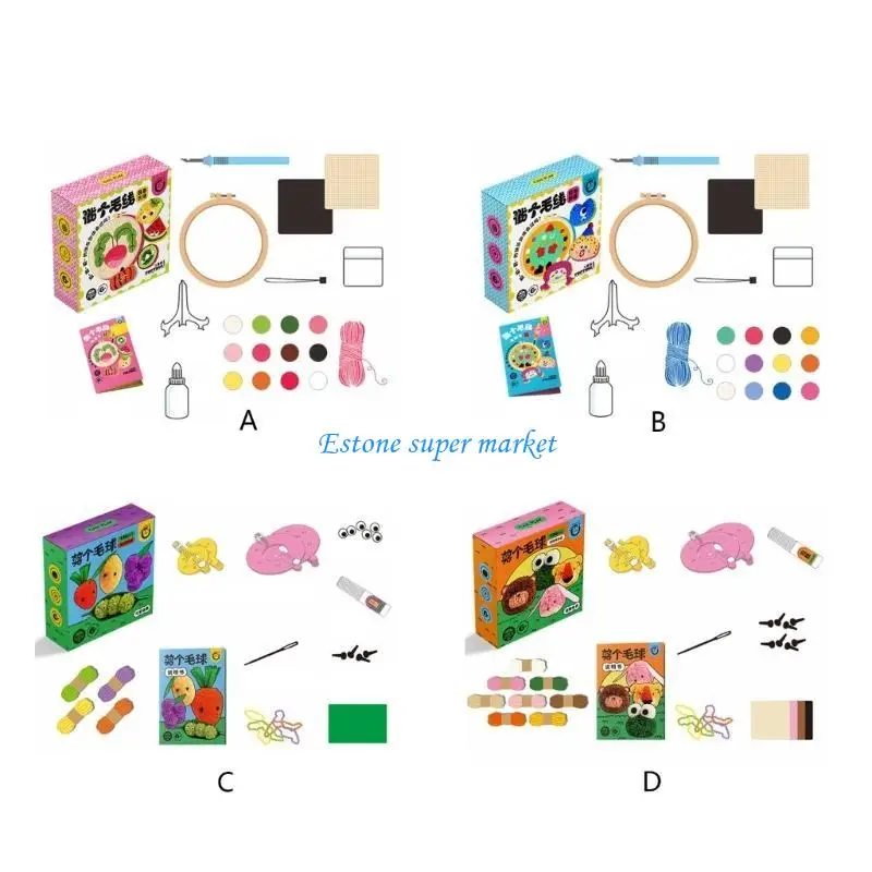 090B Naald Borduren Starter Pompoms voor Kinderen en Volwassenen Beginner Pluis Pom Pom DIY Gereedschap Grappige