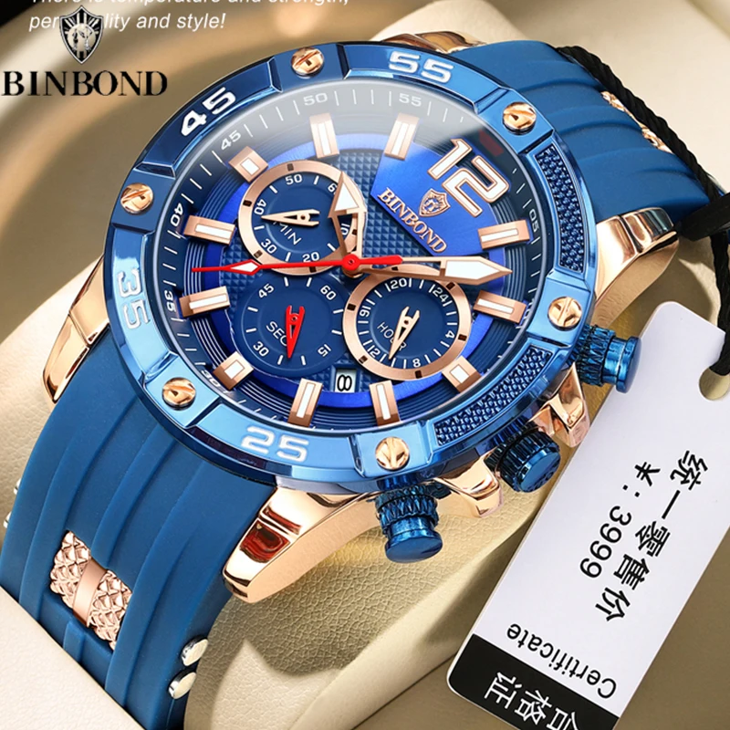 BINBOND New Fashion Quartz Watch High Quality Waterproof Luminous Chronograph Sport Business Men\'s Wristwatch Relogio Masculino