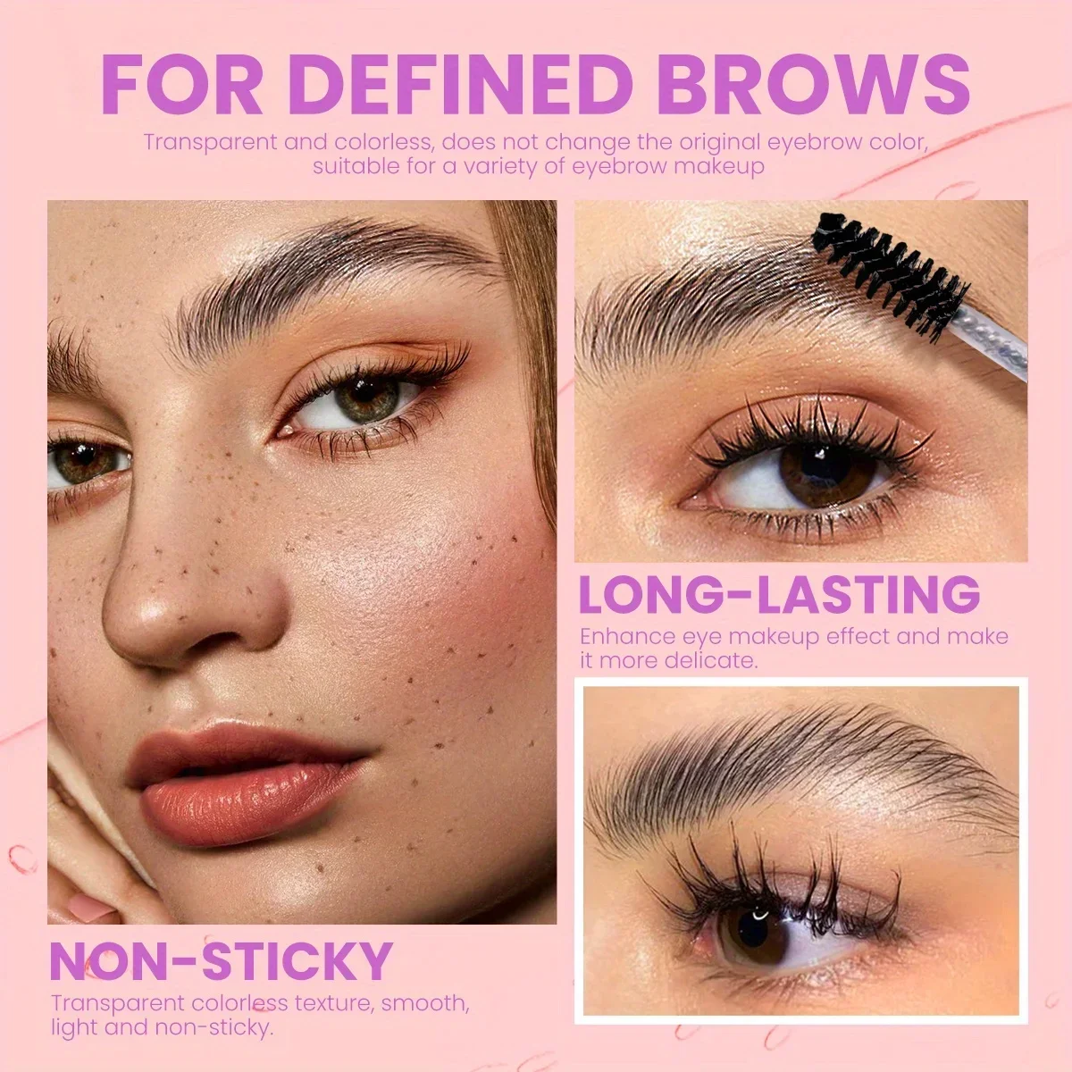 3pcs Waterproof 3D Eyebrow Gel,Sweatproof, Long-Lasting Eyebrow Shaping Gel,Lightweight, Silky Transparent,Built-In Brush