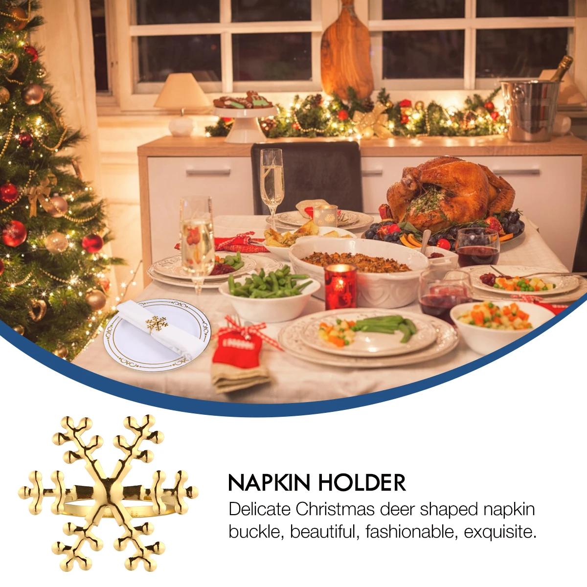 

6 шт., кольца с пряжкой для салфеток, кольца со снежинками, винтажные кольца из сплава для ужина, шикарные вечерние рождественские салфетки, бумага