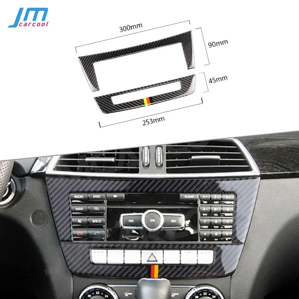 

2 PCS Carbon Fiber Air Conditioning CD Panel Trim Frame Cover Sticker Decoration For Benz W204 C220 C200 C350 4MATIC 2010-2013