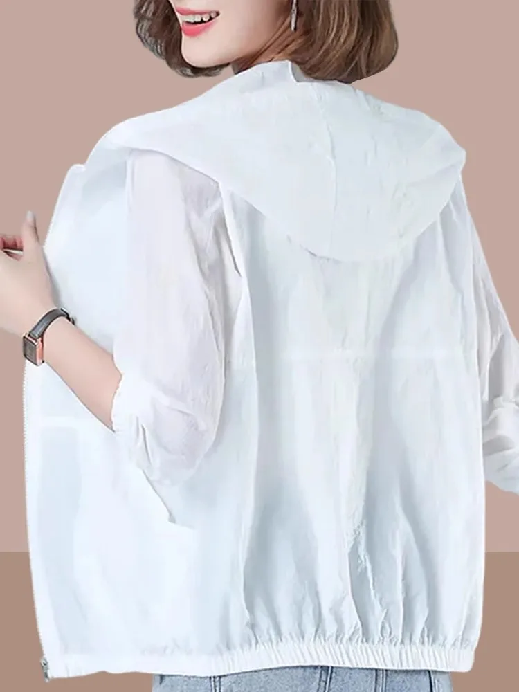 

Женская летняя куртка 2026 из ледяного шелка с защитой от УФ-излучения, дышащая, тонкая, свободного кроя, с длинными рукавами и капюшоном