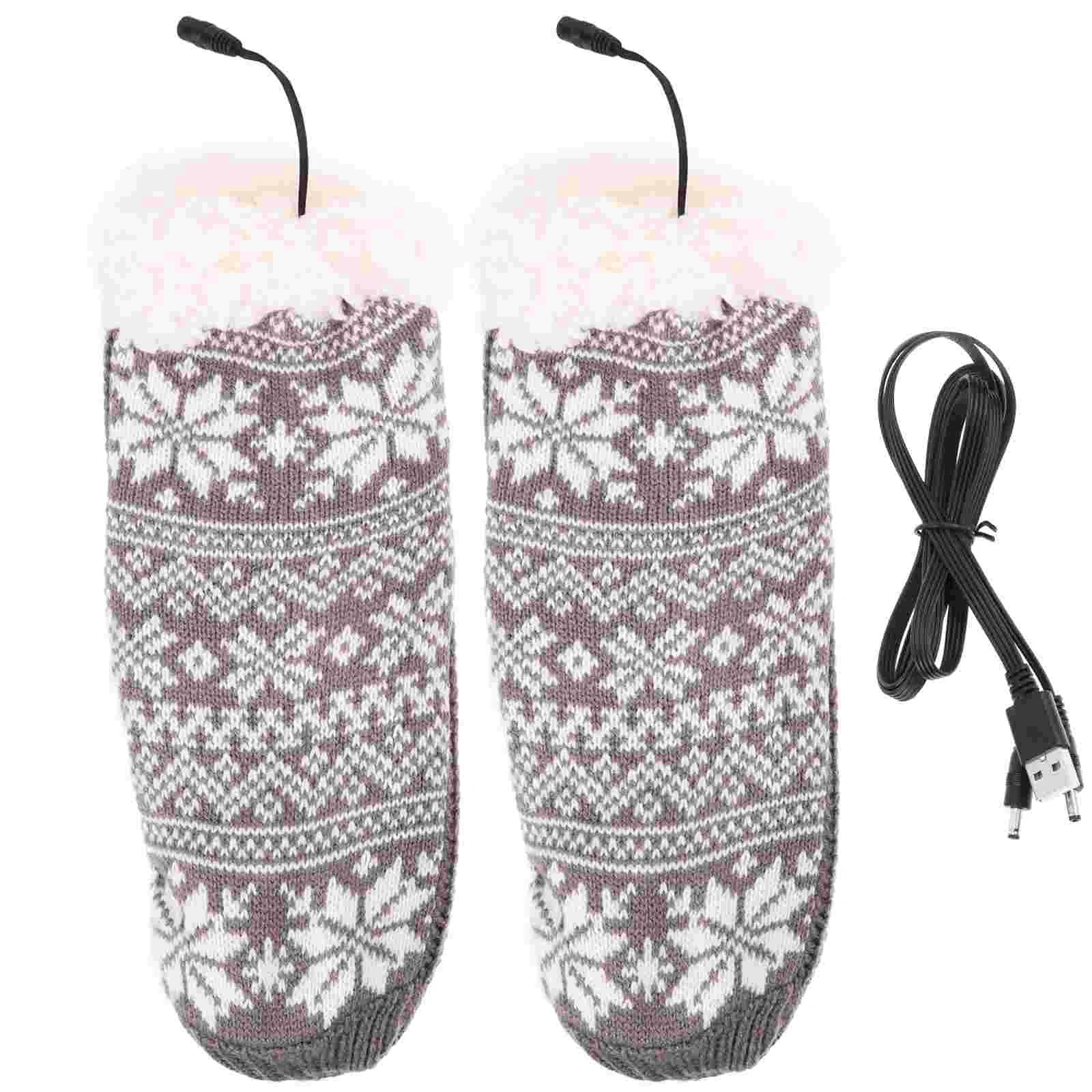 

USB Electric Heating Socks Heated for Winter Slippers Man Foot Warmers Women Thermal Floor Keep