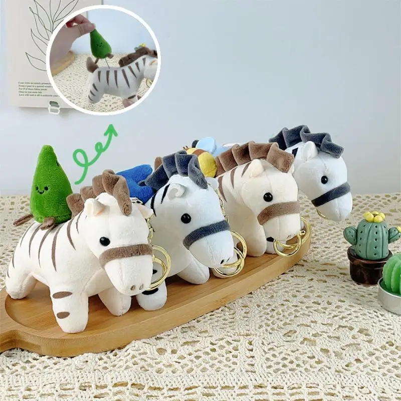 

Cute Pullable Plush Zebra Pendant Keychain Kawaii Backpack Pendant Decoration Accessories Soft Stuffed Doll Toy Children's Gifts