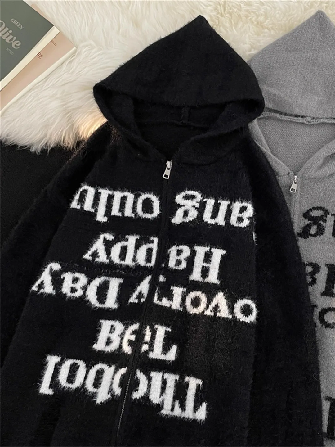 

Ретро американская норковая шапка, свитер, пальто, мужской осенне-зимний вязаный кардиган с отверстиями, длинный эластичный повседневный кардиган