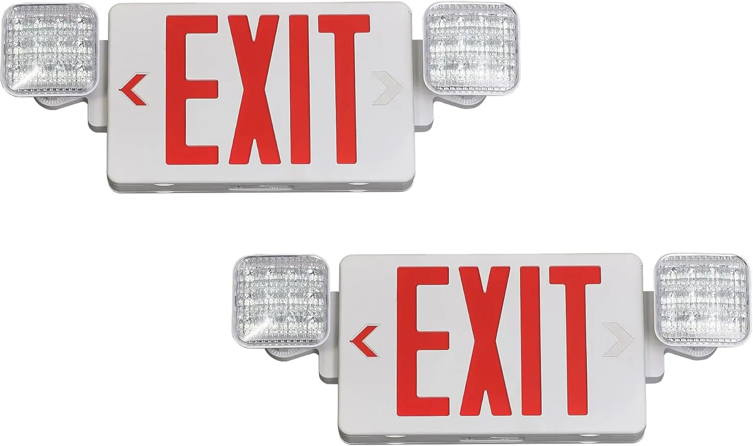 

Red Exit Sign with Emergency LED Lights, Battery Backup, UL Listed, AC 120/277V Commercial Combo - 2 Pack