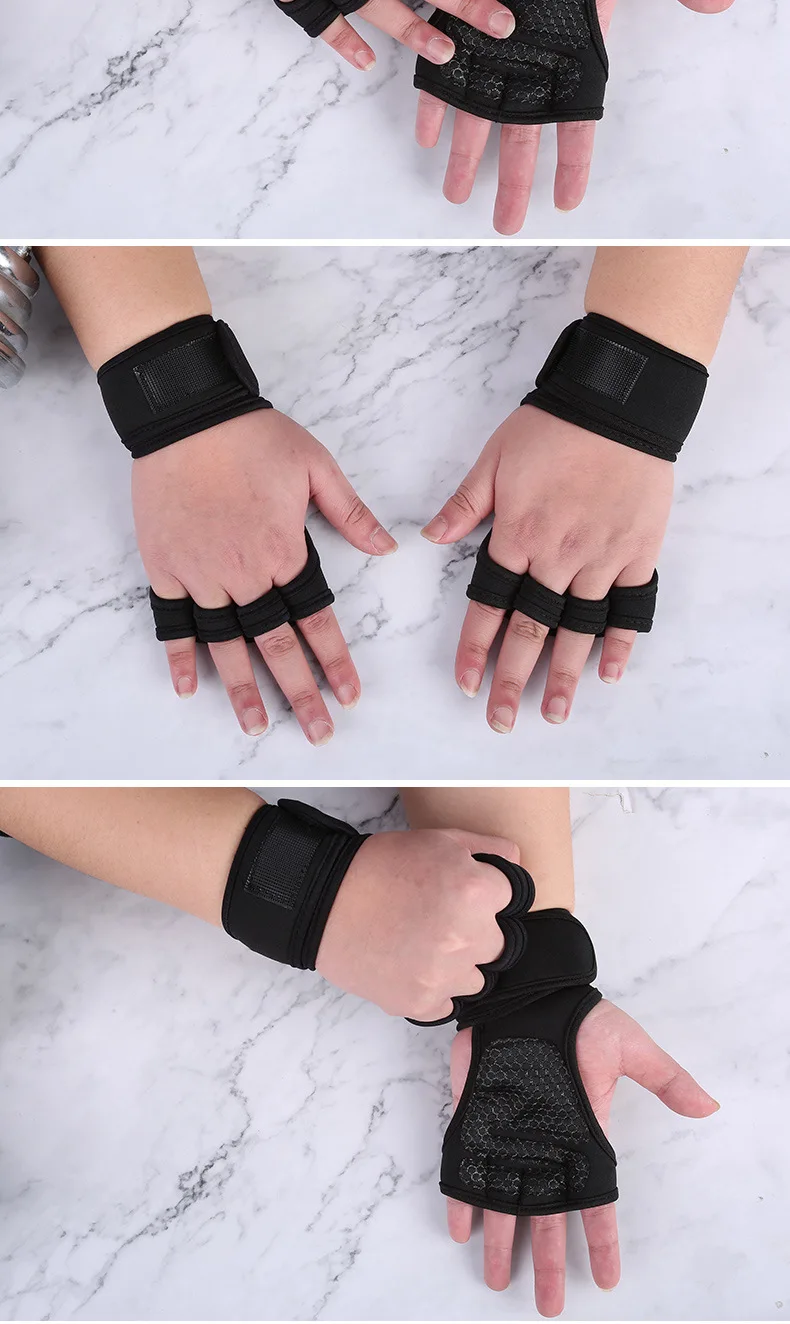 Fitness Männer Frauen Handschuhe Gym Gewichtheben Halbe Finger Handgelenk-Schutz Handschuhe Training Hanteln Anti-Keule Anti Slip Handschuhe – Detail 6
